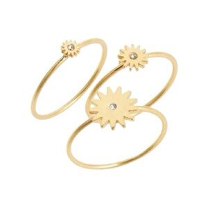 Madewell My Three Suns Stacking Ring Set Gold Celestials Sunburst NWT